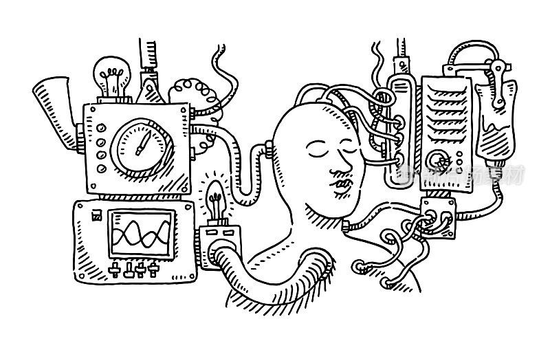 人类与虚构的医学机器绘图