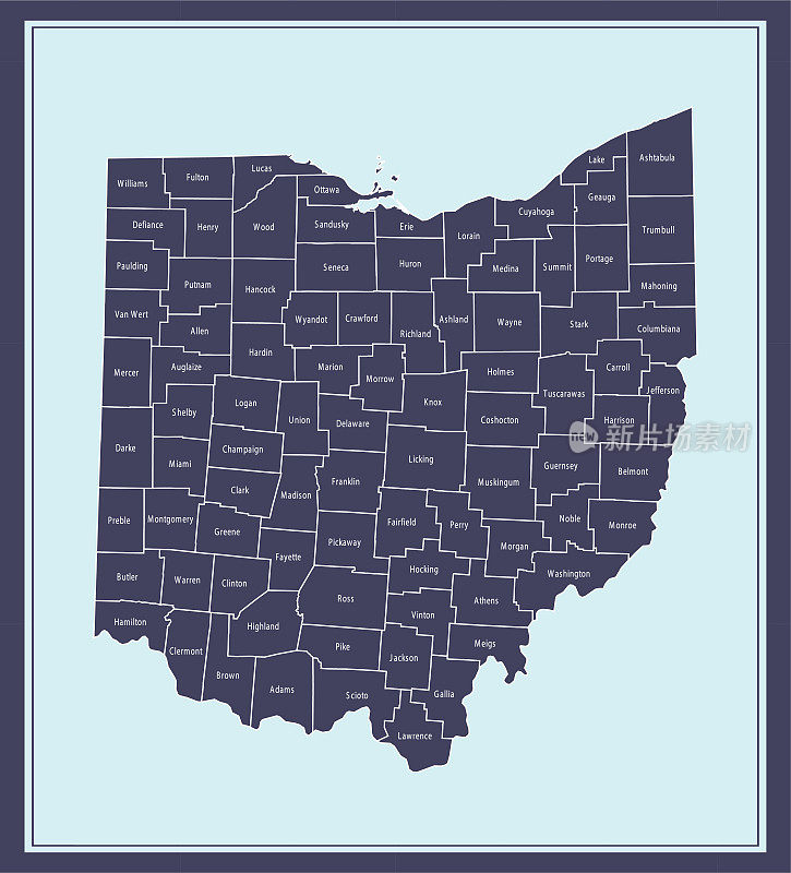 俄亥俄县地图印刷