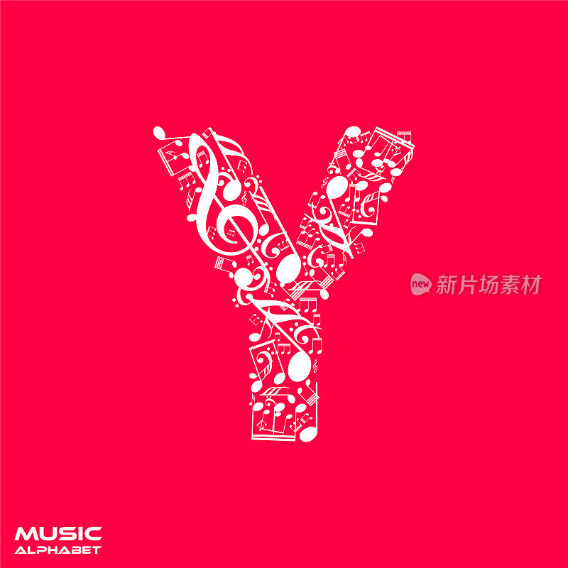 由音符组成的向量字母Y,音乐字母,音乐字体