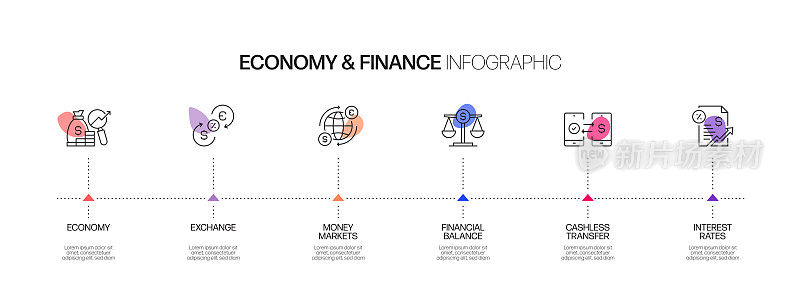 经济和金融概念信息图模板，元素和图标。简单的矢量信息图设计