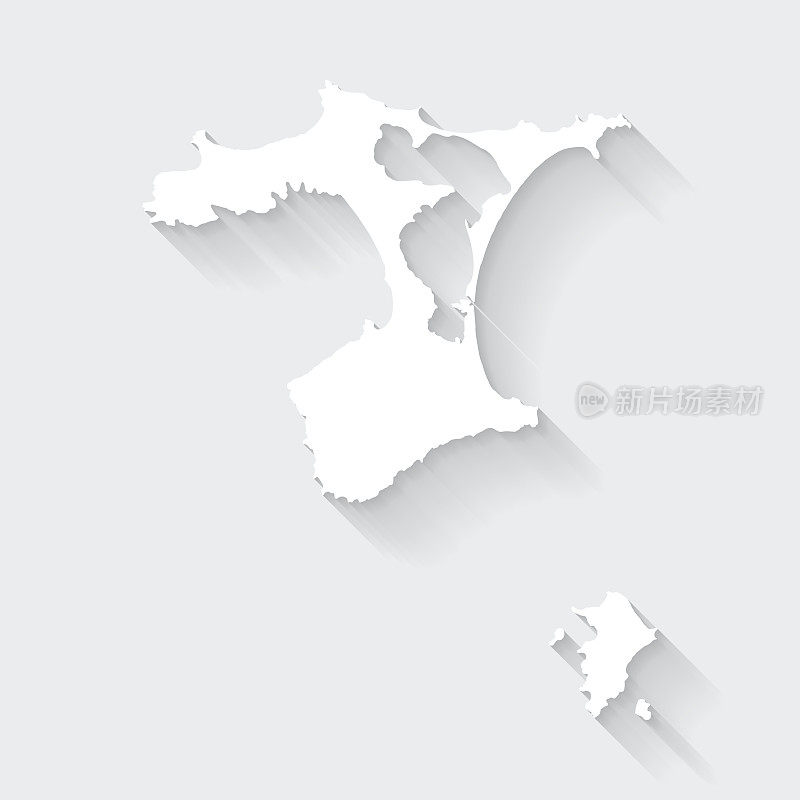 查塔姆群岛地图与长阴影空白背景-平面设计