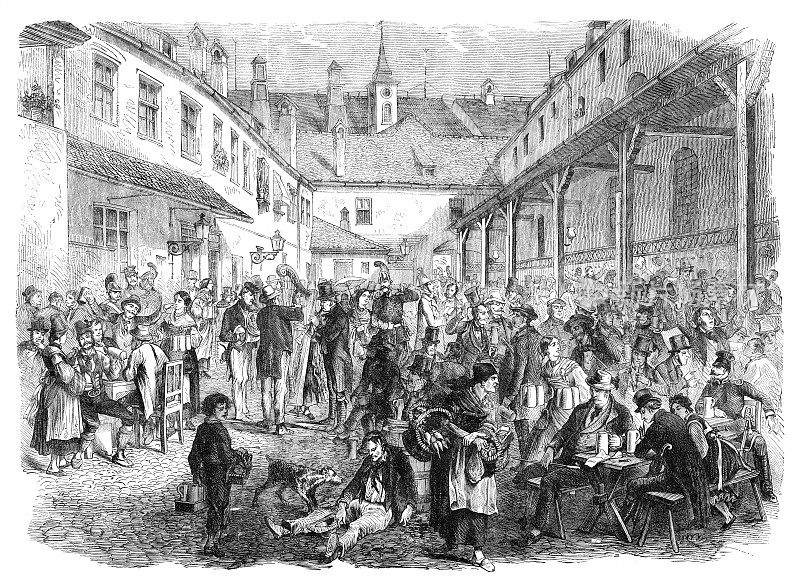 一群人喝啤酒Hofbr?uhaus在慕尼黑啤酒节德国插图