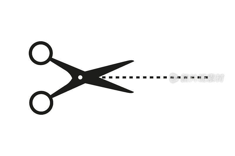 剪纸剪刀在黑色的背景。矢量插图。