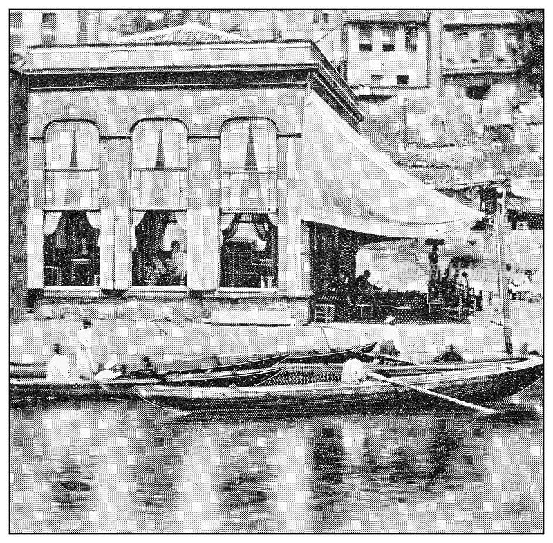 古色古香的君士坦丁堡旅行照片(伊斯坦布尔):Café关于金角