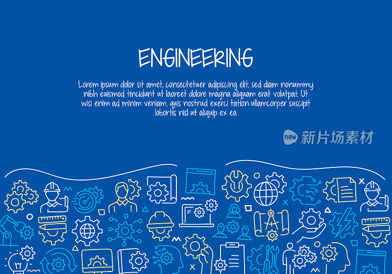 工程相关手绘横幅设计矢量插图