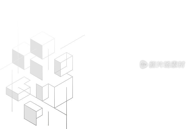 背景与等距透视形状和线