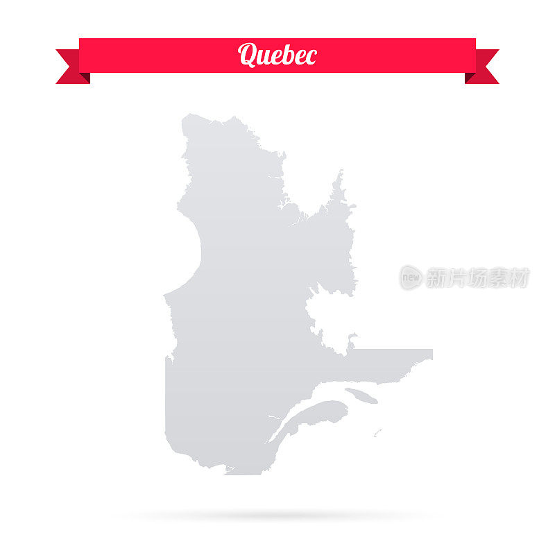 魁北克地图上的白色背景与红色横幅