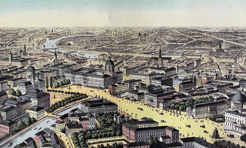 柏林鸟瞰图，大约1875年