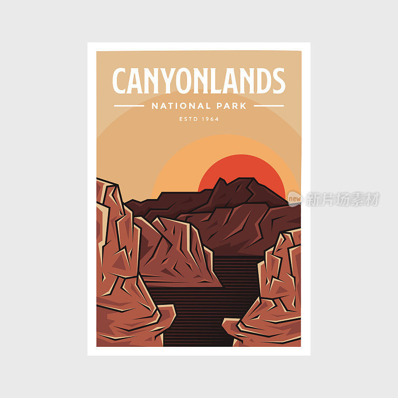 峡谷地国家公园海报矢量插图设计