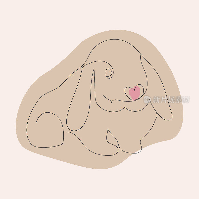 极简的兔子矢量插图。斯堪的纳维亚风格的兔子。2023年中国兔年
