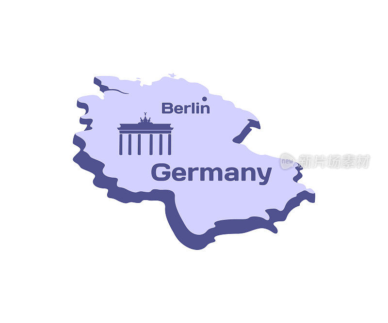德国，柏林，波茨坦的勃兰登堡门，地图，平面设计。国家，景点，旅游，地标和著名的地方，矢量设计和插图