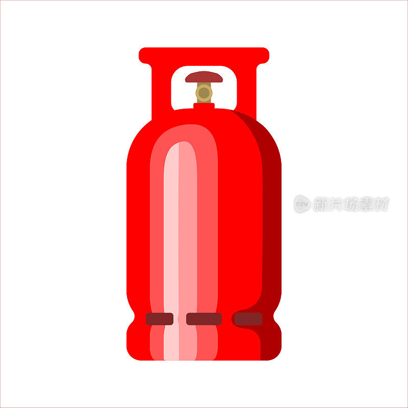 气瓶图标。丙烷气罐标志。红色气罐平面设计。应用程序图标。Lpg气瓶矢量剪影