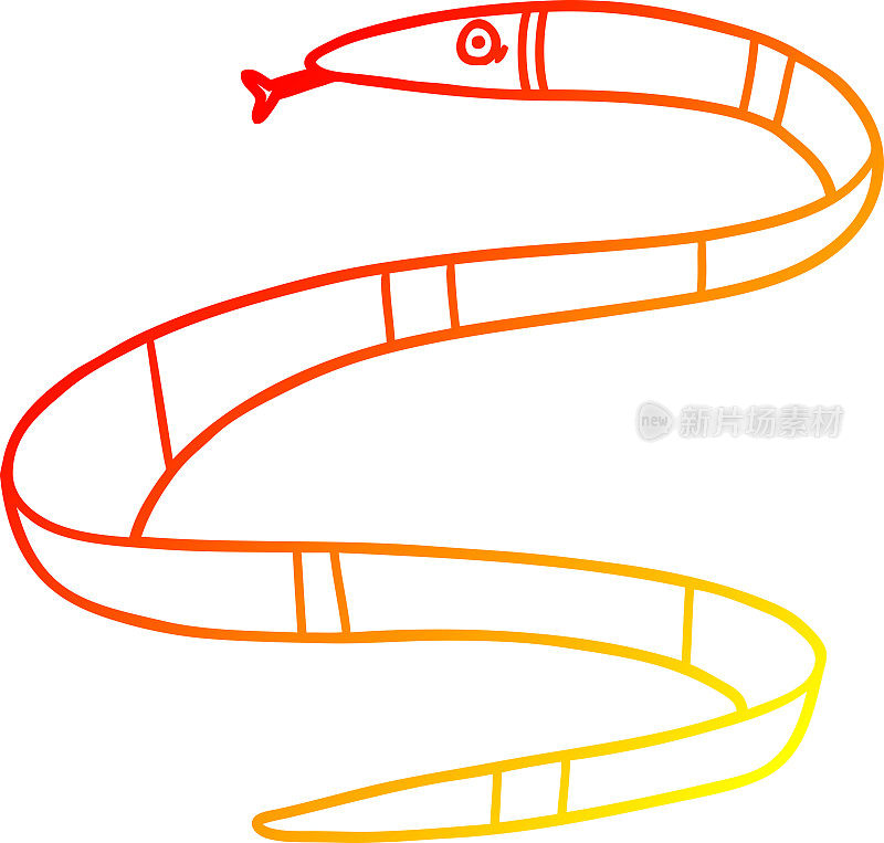 温暖的梯度线绘制卡通海蛇