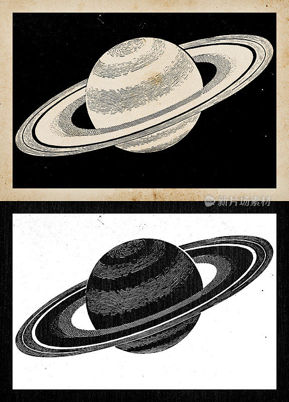 古董雕刻插图:土星