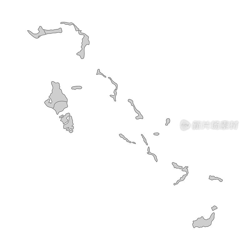 巴哈马政治地图概略。高度详细的矢量插图。