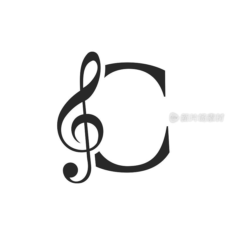 首字母C音乐标志。Dj符号播客Logo图标矢量模板