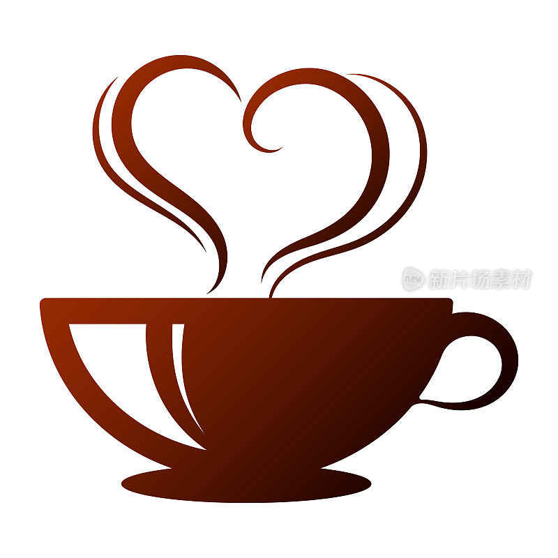 一杯咖啡，蒸汽呈心形