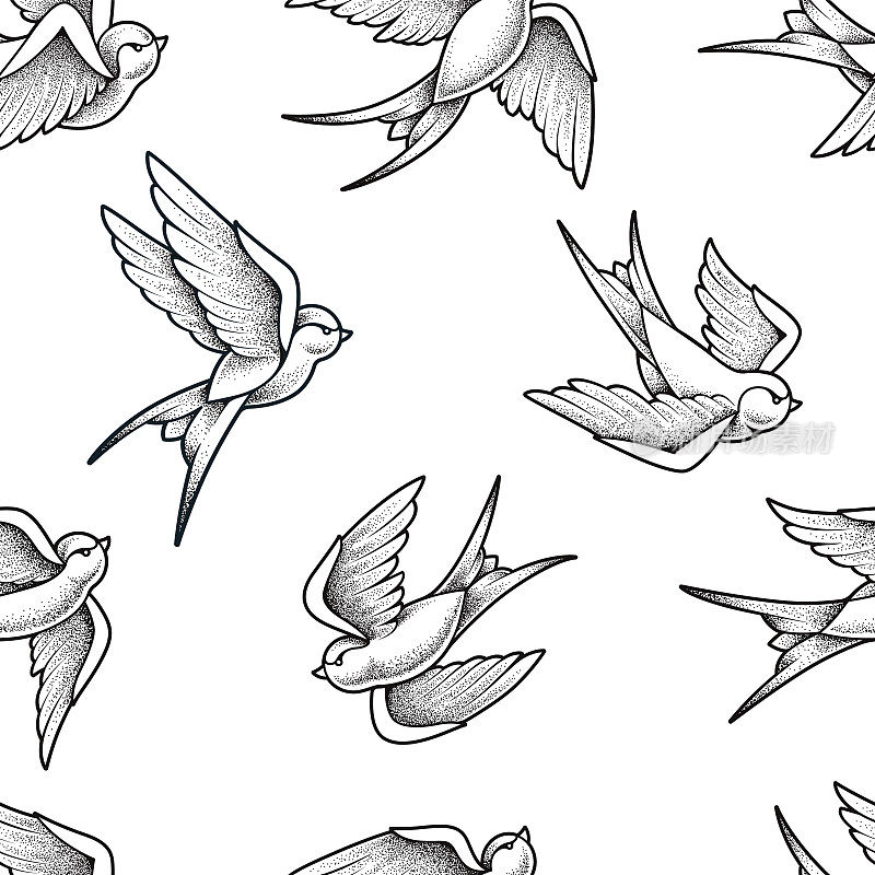 燕雀无缝图案