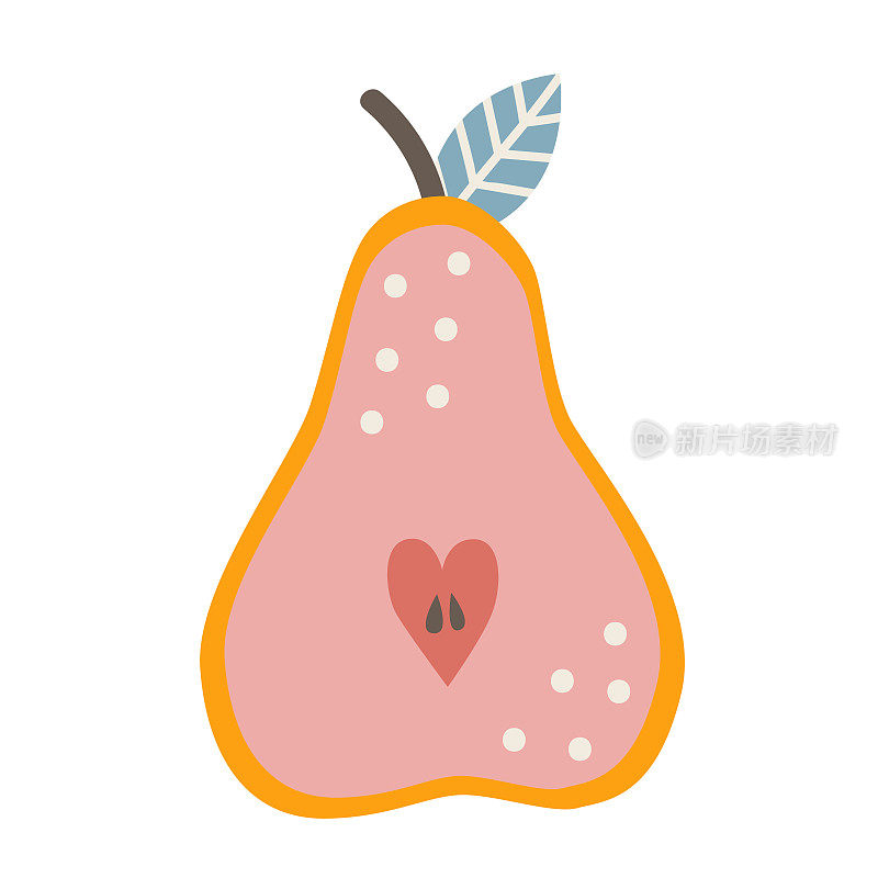 波西米亚风格可爱的梨。用于育儿室装饰。斯堪的纳维亚风格的儿童房装饰。矢量图