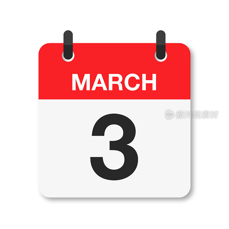 3月3日-每日日历图标-白色背景