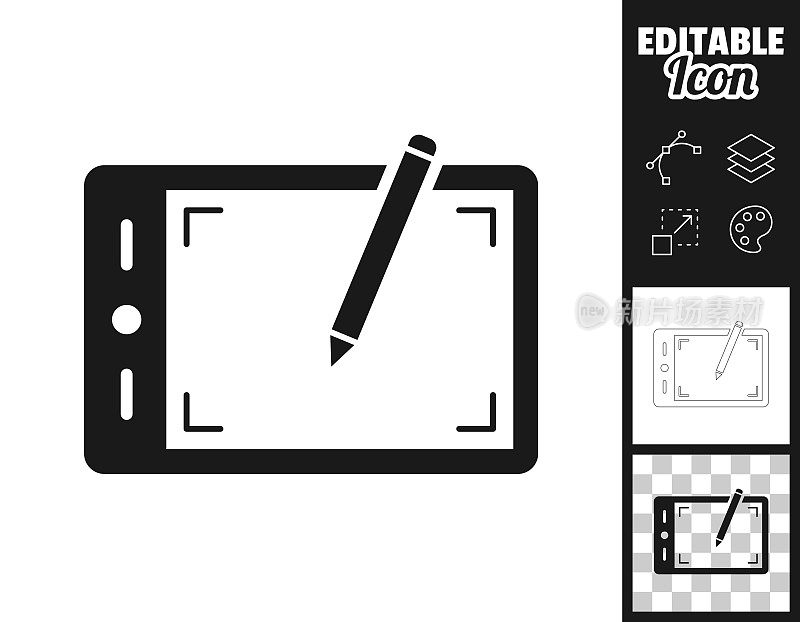 图形平板电脑。图标设计。轻松地编辑
