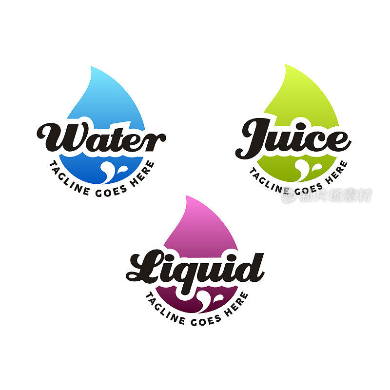 彩色液态水果汁标志设计