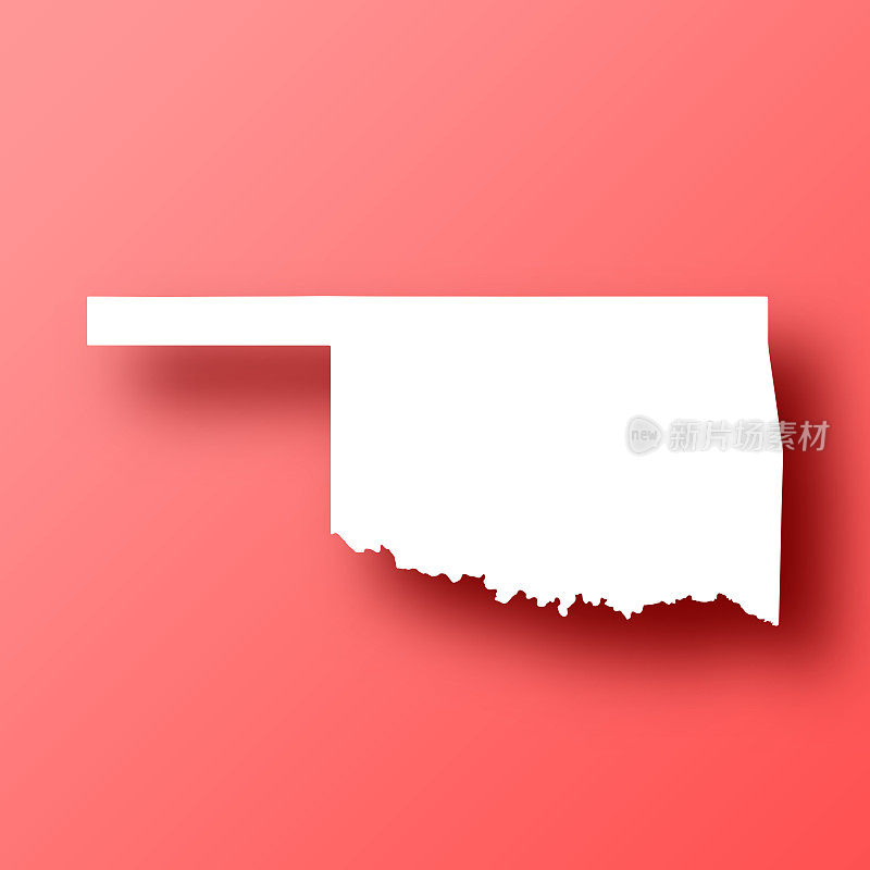 俄克拉荷马州地图红色背景和阴影