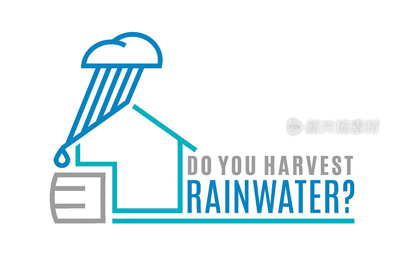 雨水收集系统海报。可编辑矢量图