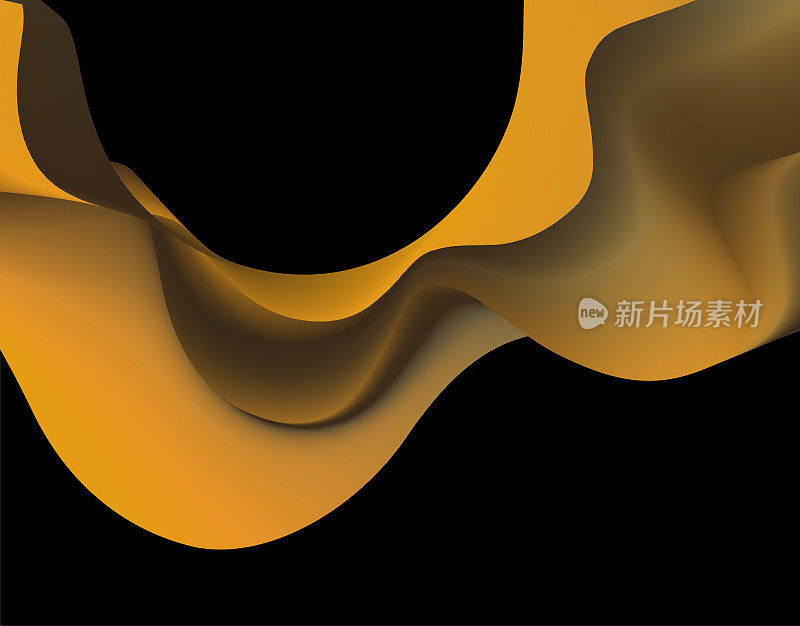 抽象的黄金金属流动的动态波浪图案设计元素背景