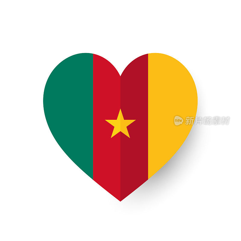喀麦隆心形旗。向量