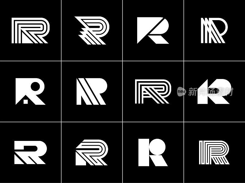 极简的线条字母R设计品牌。现代简单的初始R模板标记。