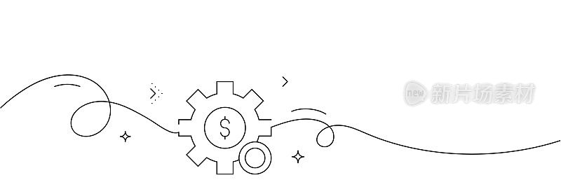 连续线条绘制赚钱图标。手绘符号矢量插图。