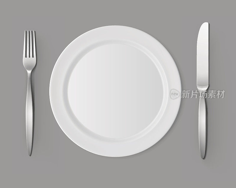 白色空扁圆盘叉刀餐桌设置
