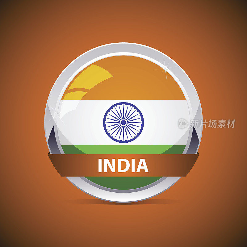 印度国旗矢量按钮-插图