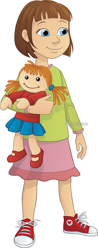 女孩抱着洋娃娃