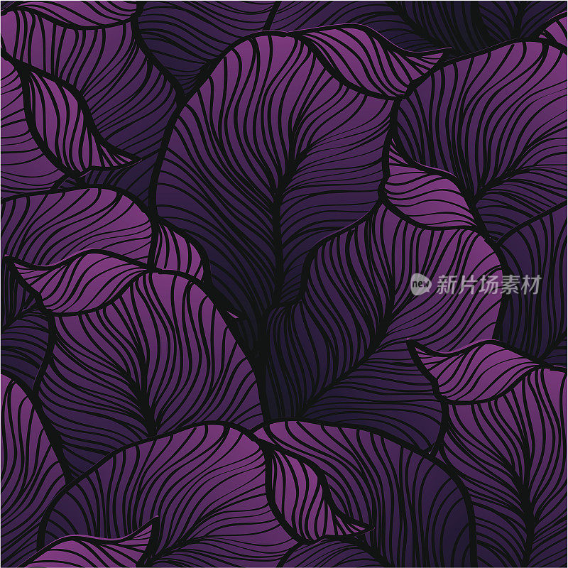 抽象的紫色和黑色的叶子背景