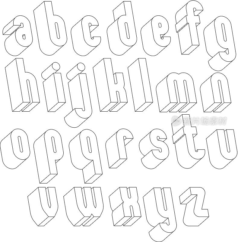 黑白3d字体与细线。