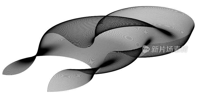 分形曲率空间抽象三维粒子波网在网络技术风格，数据矢量抽象未来技术插图