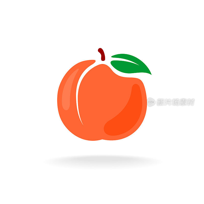 卡通风格向量颜色孤立桃子水果插图