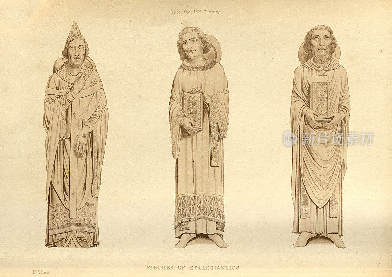 中世纪的时尚，牧师和牧师，12世纪的
