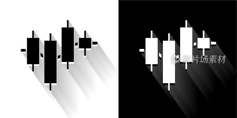 输入和输出图表黑色和白色图标与长阴影
