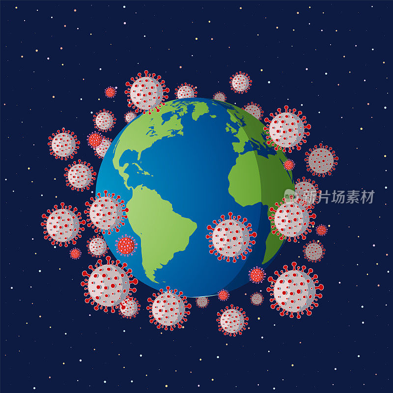 病毒危机:地球和太空中的红色病毒。