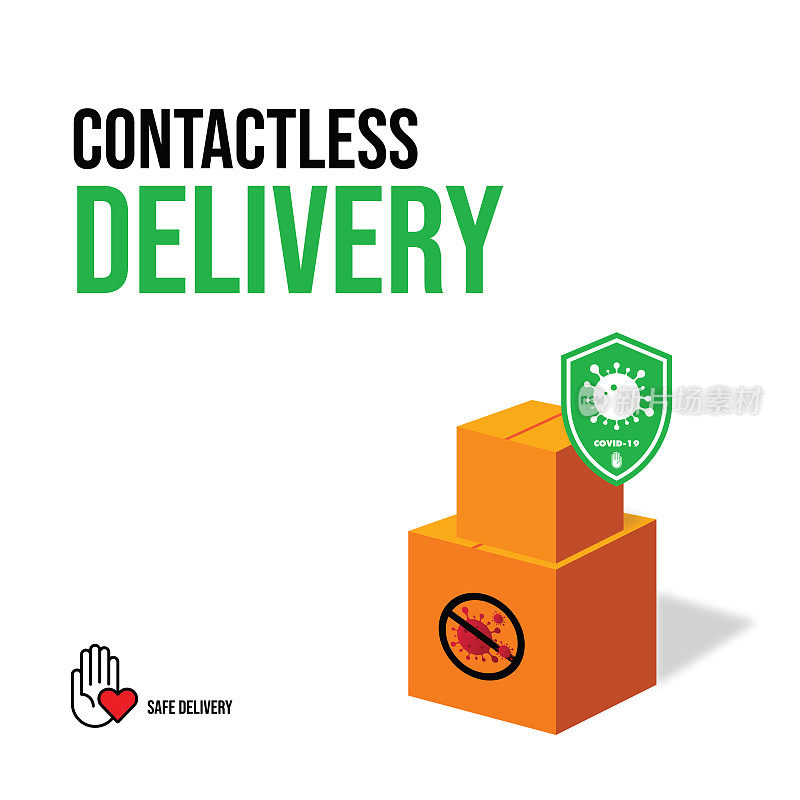 食品运输,杂货和物资储备。送货上门,非接触式送货矢量库存插图