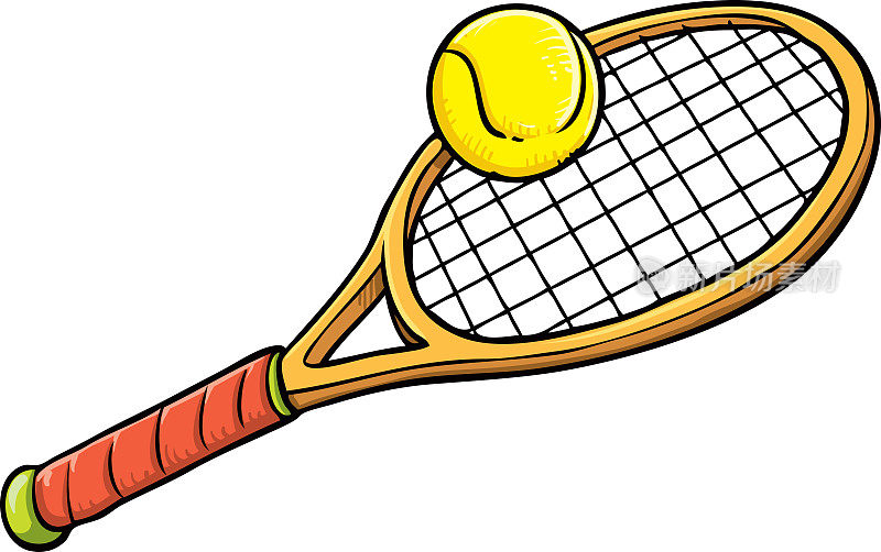 矢量插图-网球拍和球