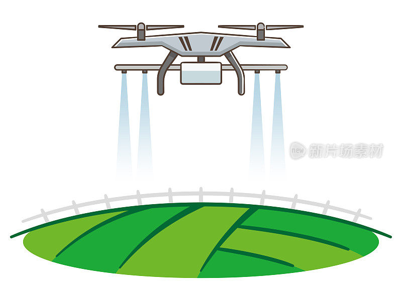 农业无人机在稻田里喷洒肥料