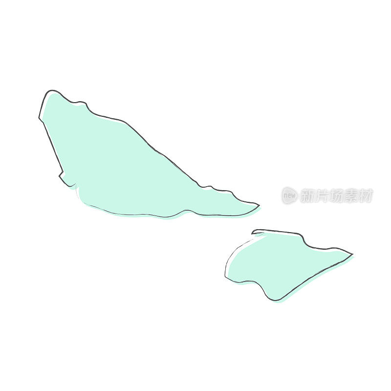富图纳岛地图手绘在白色的背景-时尚的设计