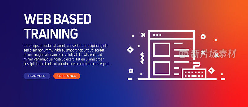 基于Web的培训相关的带图标的平行线横幅设计