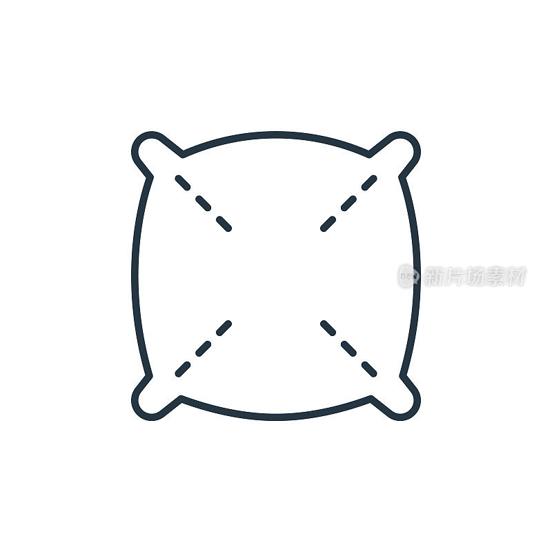 枕头矢量图标孤立的白色背景。轮廓，细线枕头图标，用于网站设计和移动，应用程序开发。细线枕头轮廓图标矢量插图。