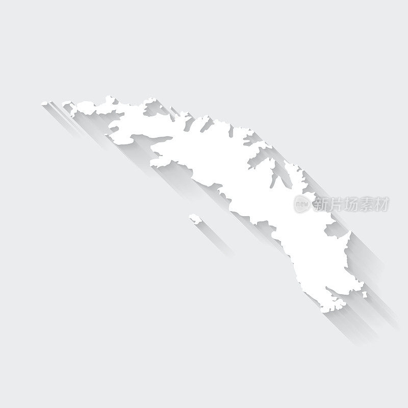 南乔治亚和南三明治群岛地图与空白背景上的长阴影-平面设计