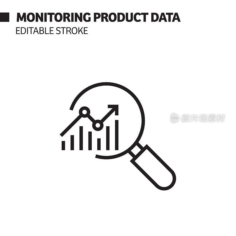 监控产品数据线图标，矢量符号插图。